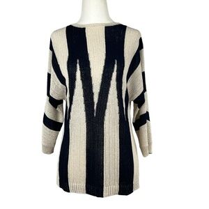 𝅺chico's 3/4 SLEEVE ZIG ZAG‎ STRIPED KNIT SWEATER